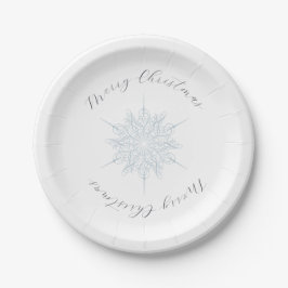 Ice Blue Snowflake Frohe Weihnachten Pappteller