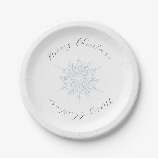 Ice Blue Snowflake Frohe Weihnachten Pappteller (Vorderseite)