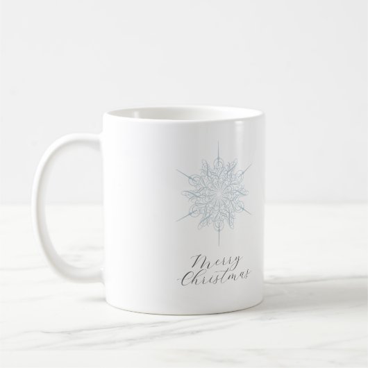 Ice Blue Snowflake Frohe Weihnachtsfeier Tasse (Links)