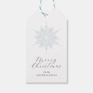 Ice Blue Snowflake Frohe Weihnachtsnamen Geschenkanhänger