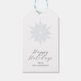 Ice Blue Snowflake Happy Holidays Name Geschenkanhänger