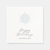 Ice Blue Snowflake Happy Holidays Name Serviette (Vorderseite)