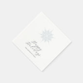 Ice Blue Snowflake Happy Holidays Name Serviette (Ecke)