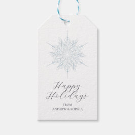 Ice Blue Snowflake Happy Holidays Namen Geschenkanhänger