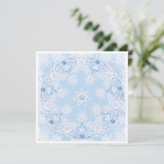 Ice Blue Snowflake Karte (Stehend Vorderseite)