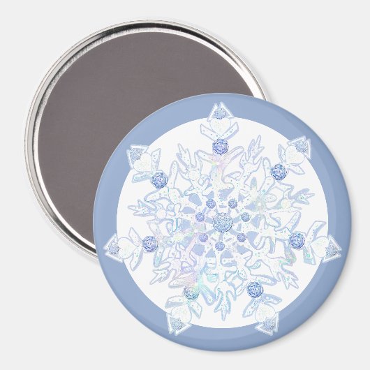 Ice Blue Snowflake Magnet (Vorderseite/Rückseite)