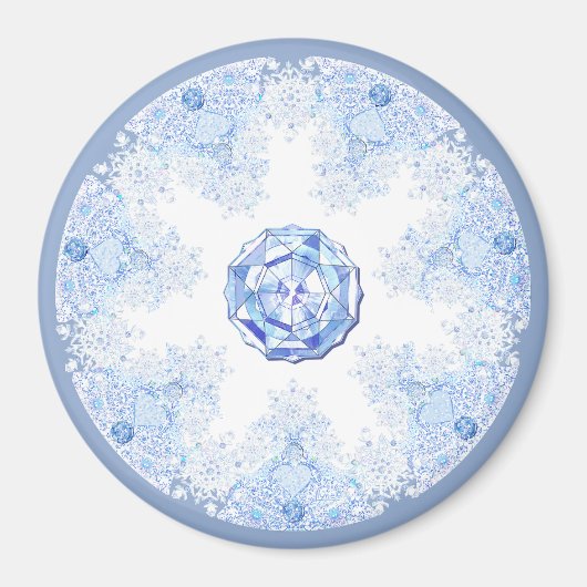 Ice Blue Snowflake Magnet (Vorne)
