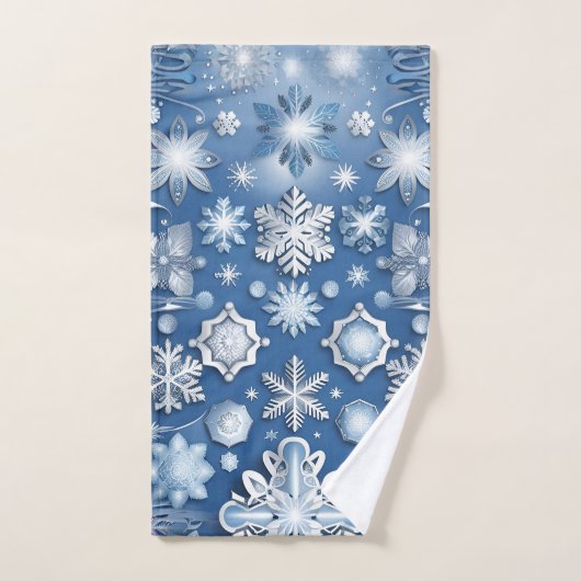 Ice Blue Snowflake Motif Badhandtuch Set (Handtuch)