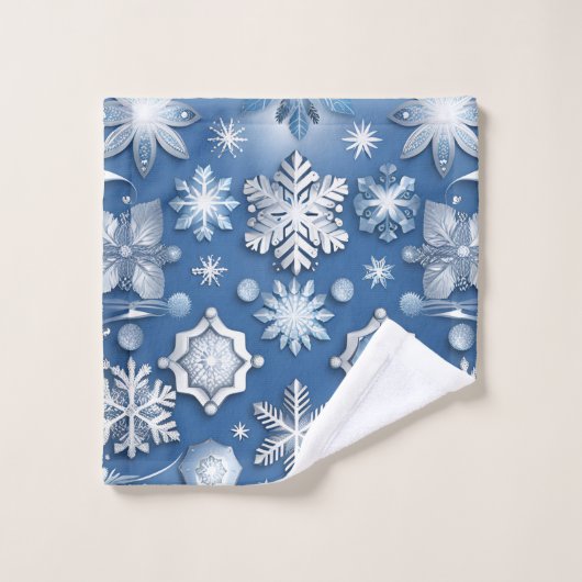Ice Blue Snowflake Motif Badhandtuch Set (Waschlappen)