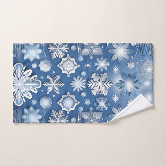 Ice Blue Snowflake Motif Badhandtuch Set (Handtuch)