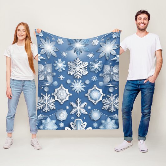 Ice Blue Snowflake Motif Fleecedecke (Beispiel)