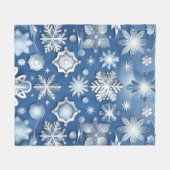 Ice Blue Snowflake Motif Fleecedecke (Vorderseite (Horizontal))