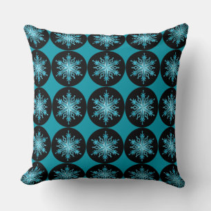 Ice Blue Snowflake Muster Aquamarin und Schwarz Ki Kissen