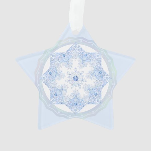 Ice Blue Snowflake Ornament (Rückseite)