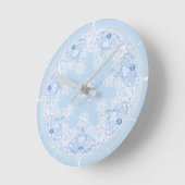 Ice Blue Snowflake Runde Wanduhr (Winkel)