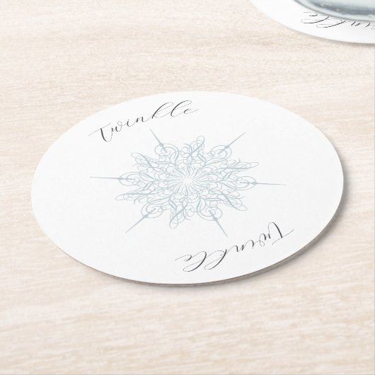 Ice Blue Snowflake Twinkle Twinkle Runder Pappuntersetzer (Angewinkelt)