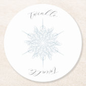 Ice Blue Snowflake Twinkle Twinkle Runder Pappuntersetzer (Vorderseite)