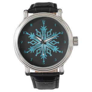 Ice Blue Snowflake Wrist Watch Armbanduhr