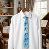 Ice Blue Treble Clef Music Notes - Musical Pattern Krawatte