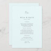 Ice Blue Wedding Menu Einladung (Vorne/Hinten)