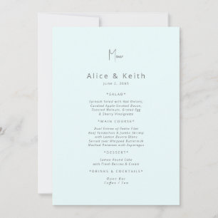 Ice Blue Wedding Menu Einladung