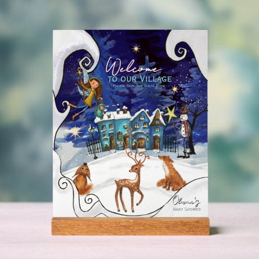 Ice Blue Winter Magic Custom Acrylic Table Sign Acrylschild (Neutral)