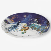 Ice Blue Winter Village Baby Shower | Swirl Frame Pappteller (Schrägansicht)