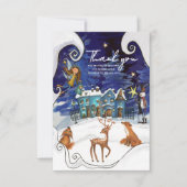 Ice Blue Winter Village Thank You Card | Fairy  Dankeskarte (Vorderseite)