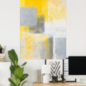 'Ice Box' Abstrakte, graue und gelbe Kunst Poster (Heimbüro)