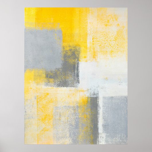 'Ice Box' Abstrakte, graue und gelbe Kunst Poster (Vorne)
