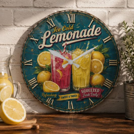 Ice Cold Lemonade Große Wanduhr