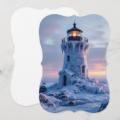 Ice covered lighthouse  feiertagskarte (Vorne/Hinten)