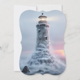 Ice covered lighthouse  feiertagskarte
