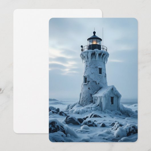 Ice covered lighthouse  feiertagskarte (Vorne/Hinten)