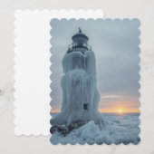Ice covered lighthouse  feiertagskarte (Vorne/Hinten)
