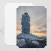 Ice covered lighthouse  feiertagskarte (Vorne/Hinten)