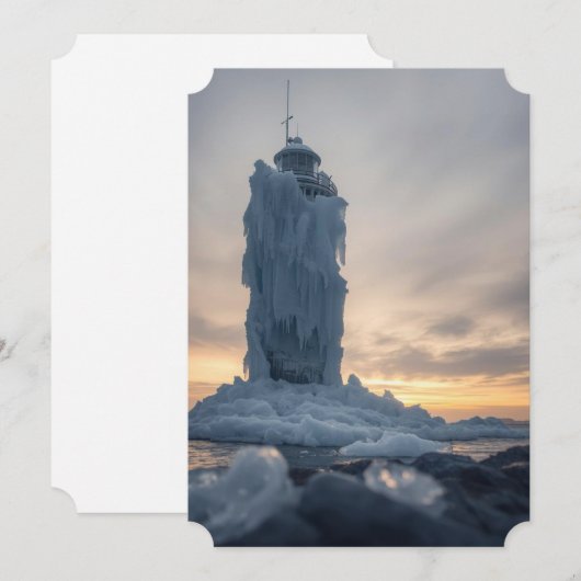Ice covered lighthouse  feiertagskarte (Vorne/Hinten)