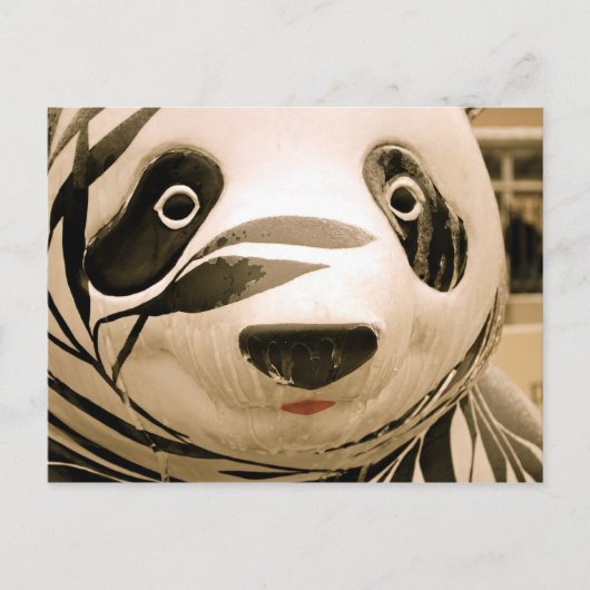 Ice Covered Panda Sepia Postkarte (Vorderseite)