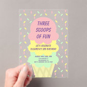 Ice Cream 3rd Birthday Acryleinladungen (Insitu (Handheld))