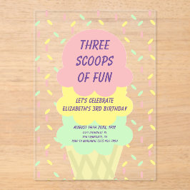 Ice Cream 3rd Birthday Acryleinladungen