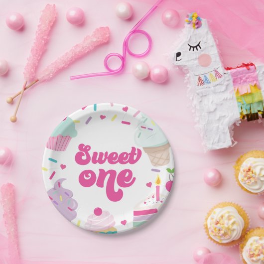 Ice Cream and Cake Sweet One 1st Birthday Pappteller (Party)