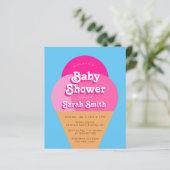 Ice Cream Baby Dusche Rosa Kone Einladung (Stehend Vorderseite)