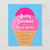 Ice Cream Baby Dusche Rosa Kone Einladung (Vorderseite)