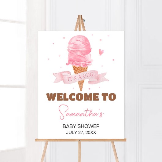 Ice Cream Baby Dusche Willkommen Poster