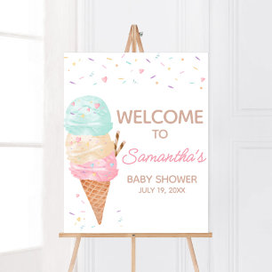 Ice Cream Baby Dusche Willkommen Poster