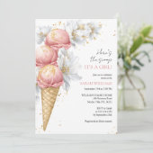 Ice Cream Baby Duwer Girl Einladung (Stehend Vorderseite)