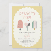Ice Cream Baby Shower Invitation Yellow Gold Pop