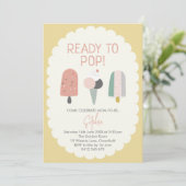 Ice Cream Baby Shower Invitation Yellow Gold Pop Einladung (Stehend Vorderseite)