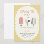 Ice Cream Baby Shower Invitation Yellow Gold Pop Einladung (Vorne/Hinten)