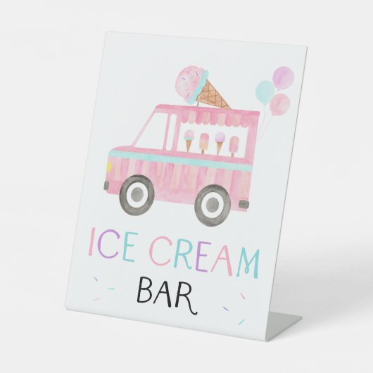 Ice Cream Bar Birthday Sign Sockelschild (Vorderseite)